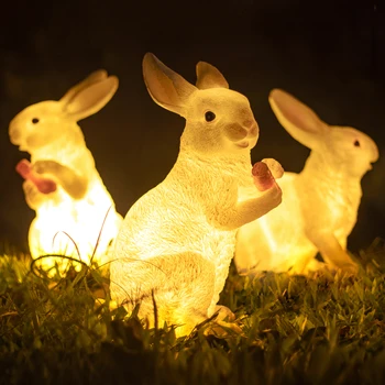Ярко осветление животни Вила, Градина, двор, алеи и Декоративна лампа със заек на Обществен парк недвижими Имоти пасища Пейзаж тревата светлина