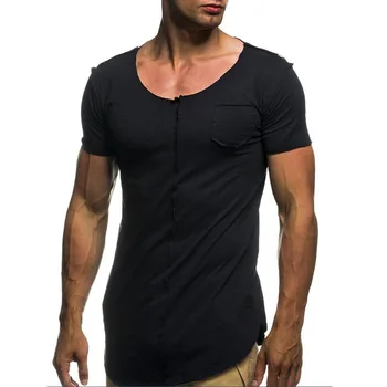 № 2 A1396, нови летни мъжки тениски, обикновена, приталенные, трендови, всекидневни, с къси ръкави, модни